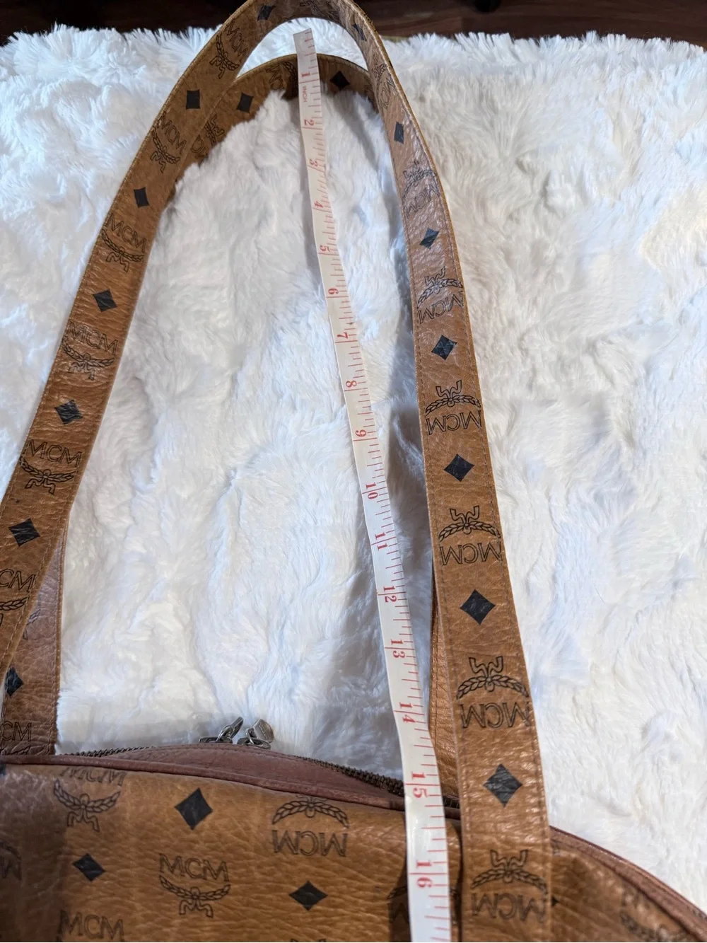 MCM Cognac Visetos Dome Shoulder Bag